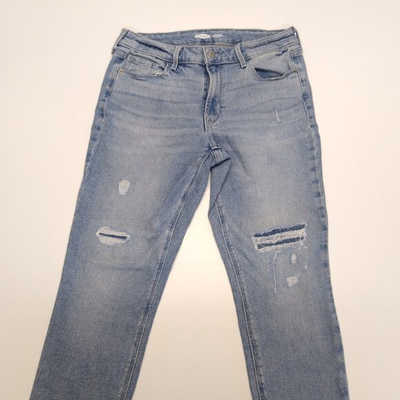 Old Navy Rockstar Mid Rise Super Skinny Jeans Size 8 Light Wash Distressed Denim - Picture 4 of 7